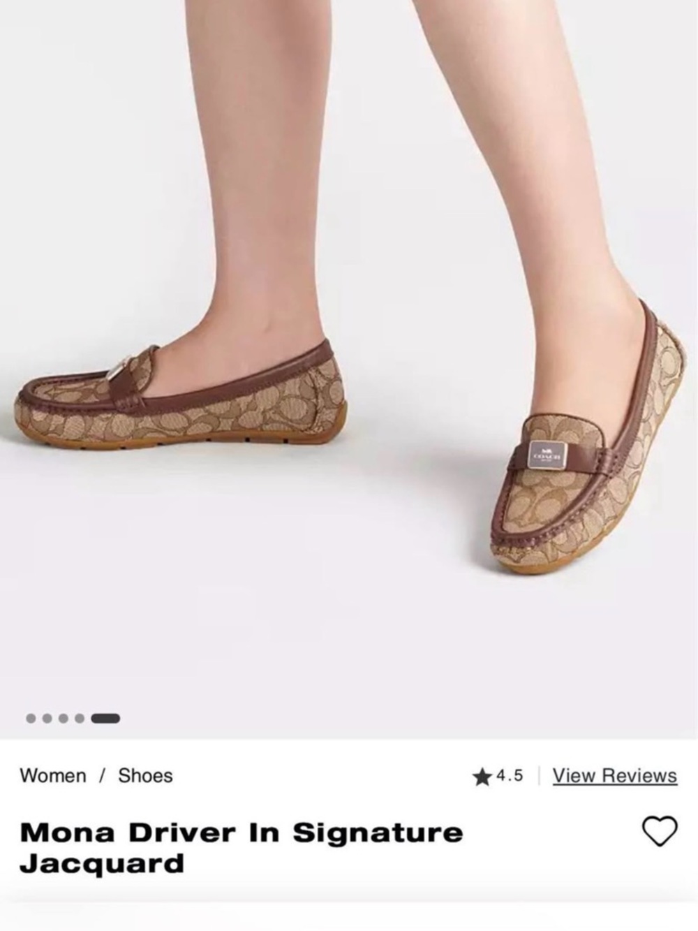 Coach Mona Signature Jacquard Driver in Brown and Tan